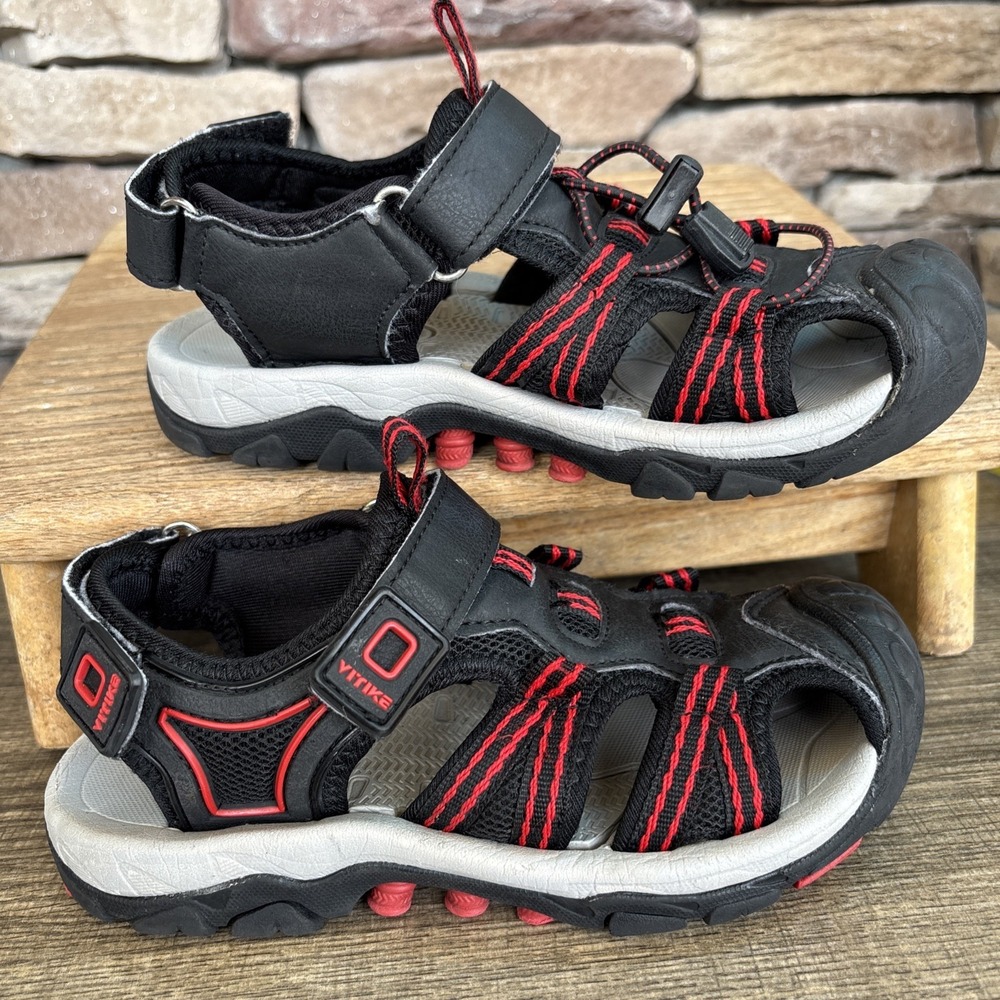 Kid's VITIKE Black & Red  Adjustable Athletic Water Shoe Sandals Boys EST 4-5